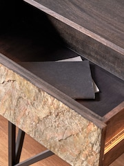 Pacific Black Piedra Wood and Veneer 2 Drawer Console Table - Image 3 of 6