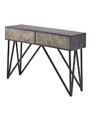 Pacific Black Piedra Wood and Veneer 2 Drawer Console Table - Image 6 of 6