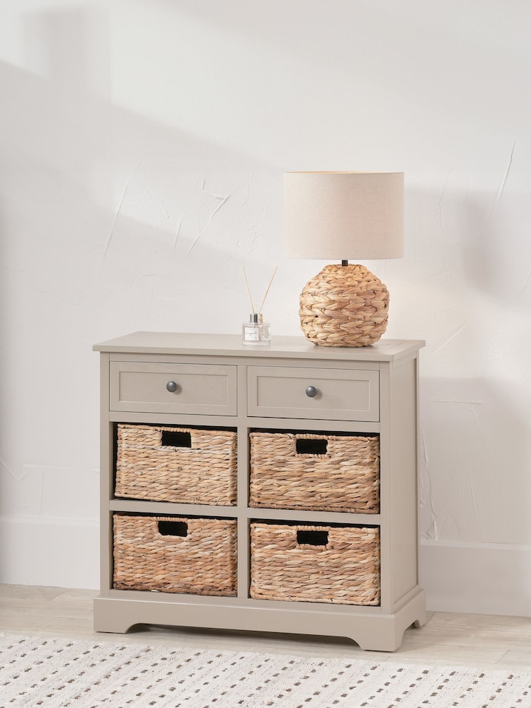 Pacific Cream Devonshire Pine Wood 2 Drawer 4 Basket Unit - Image 1 of 6