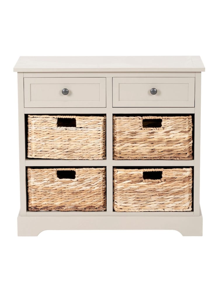 Pacific Cream Devonshire Pine Wood 2 Drawer 4 Basket Unit - Image 6 of 6