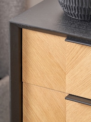 Pacific Black Hailee Chevron Wood Veneer 3 Drawer Unit - Image 4 of 6