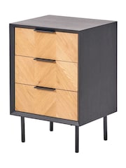 Pacific Black Hailee Chevron Wood Veneer 3 Drawer Unit - Image 5 of 6