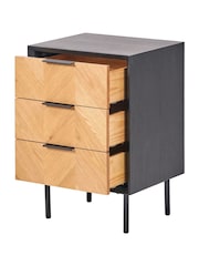 Pacific Black Hailee Chevron Wood Veneer 3 Drawer Unit - Image 6 of 6