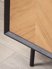 Pacific Black Hailee Chevron Wood Veneer 2 Door Bar Cabinet - Image 5 of 6