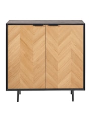 Pacific Black Hailee Chevron Wood Veneer 2 Door Bar Cabinet - Image 6 of 6