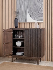 Pacific Brown Raie Ribbed Wood Veneer 2 Door Bar Cabinet - Image 2 of 6