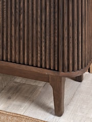 Pacific Brown Raie Ribbed Wood Veneer 2 Door Bar Cabinet - Image 3 of 6