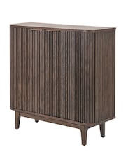 Pacific Brown Raie Ribbed Wood Veneer 2 Door Bar Cabinet - Image 6 of 6