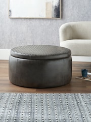 Pacific Brown Arturon Leather Storage Pouffe - Image 1 of 6