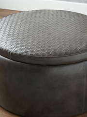 Pacific Brown Arturon Leather Storage Pouffe - Image 2 of 6