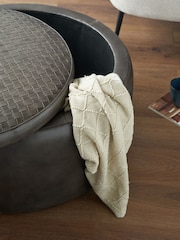 Pacific Brown Arturon Leather Storage Pouffe - Image 3 of 6