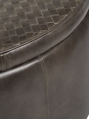 Pacific Brown Arturon Leather Storage Pouffe - Image 4 of 6