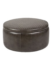 Pacific Brown Arturon Leather Storage Pouffe - Image 6 of 6