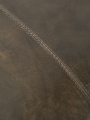 Pacific Brown Matteo Leather Square Pouffe - Image 2 of 6
