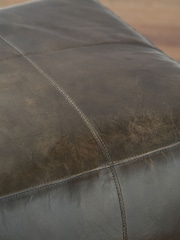 Pacific Brown Matteo Leather Square Pouffe - Image 3 of 6