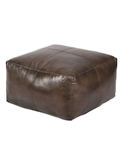 Pacific Brown Matteo Leather Square Pouffe - Image 5 of 6
