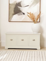 Pacific Grey Croft Linen Pine Wood 3 Drawer Unit - Image 1 of 6