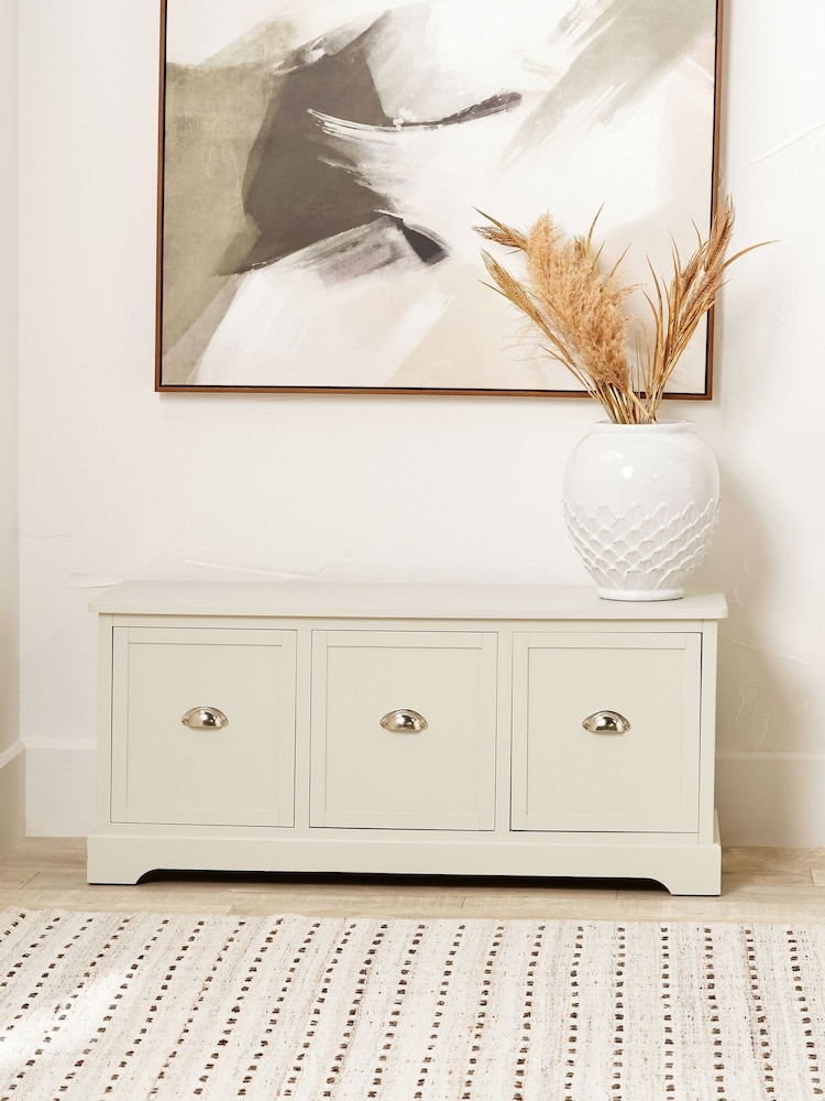 Pacific Grey Croft Linen Pine Wood 3 Drawer Unit - Image 1 of 6