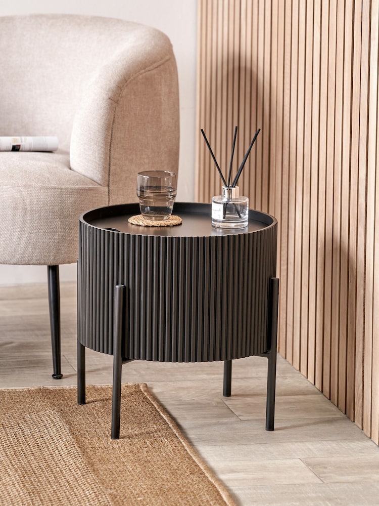 Pacific Black Henderson Wood and Metal Storage Side Table - Image 1 of 6