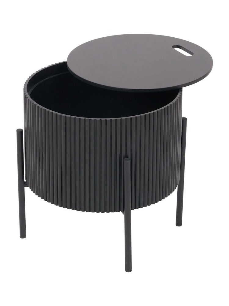 Pacific Black Henderson Wood and Metal Storage Side Table - Image 6 of 6
