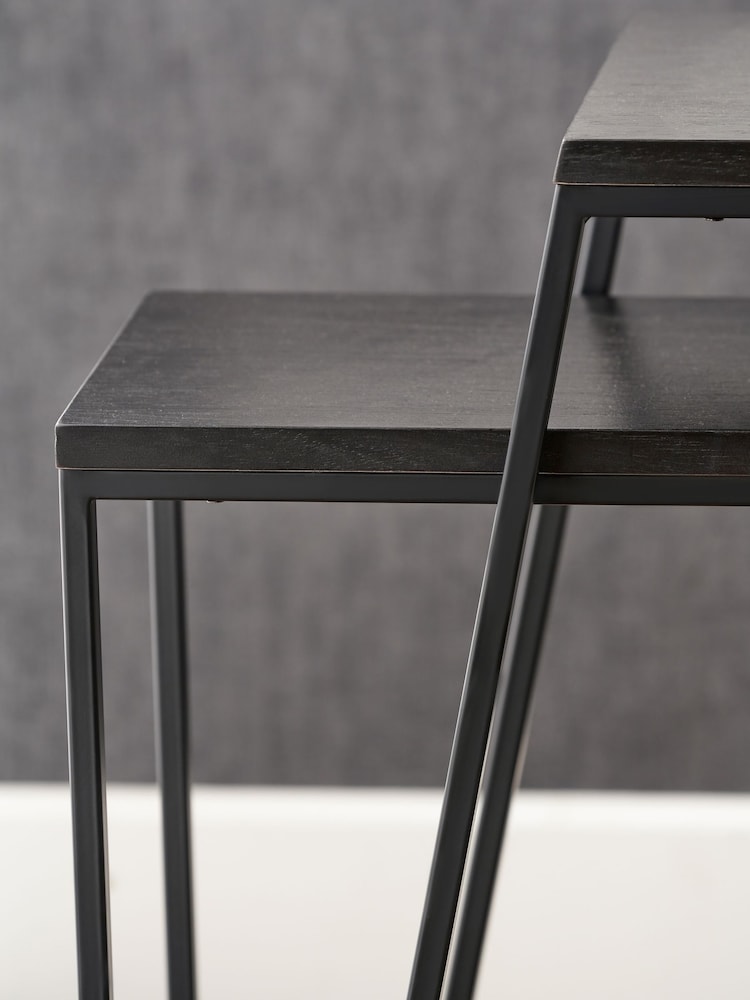 Pacific Black Mashiko S/2 Ash Veneer and Metal Side Table - Image 2 of 6