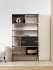 Pacific Black Gio Acacia Wood 2 Drawer 7 Niche Shelf Unit - Image 1 of 6