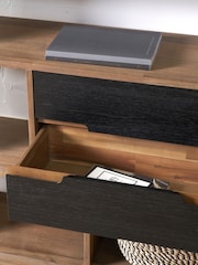 Pacific Black Gio Acacia Wood 2 Drawer 7 Niche Shelf Unit - Image 2 of 6