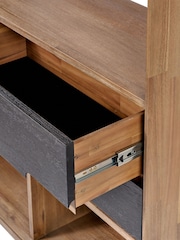 Pacific Black Gio Acacia Wood 2 Drawer 7 Niche Shelf Unit - Image 4 of 6