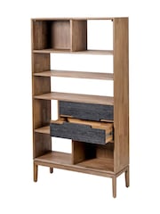 Pacific Black Gio Acacia Wood 2 Drawer 7 Niche Shelf Unit - Image 6 of 6