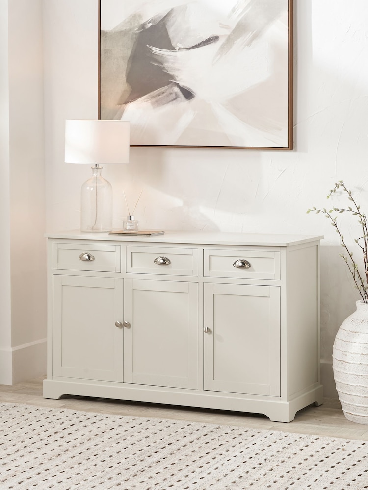 Pacific Grey Croft Linen Pine 3 Door 3 Drawer Unit - Image 1 of 6