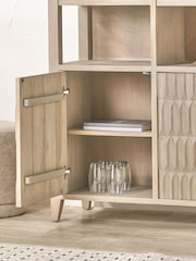 Pacific Grey Khao Mango Wood 2 Door 6 Niche Shelf Unit - Image 2 of 6