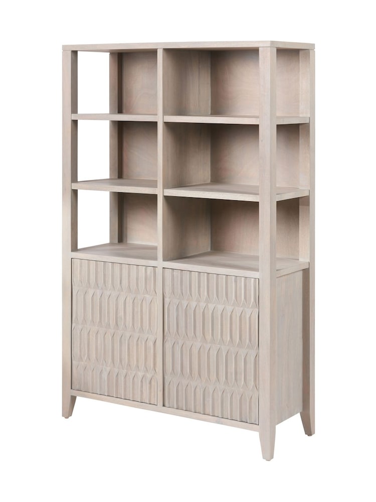 Pacific Grey Khao Mango Wood 2 Door 6 Niche Shelf Unit - Image 6 of 6