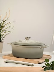 Mary Berry Grey At Home 32cm Cast Aluminium Oval Casserole Dish - Image 1 of 3