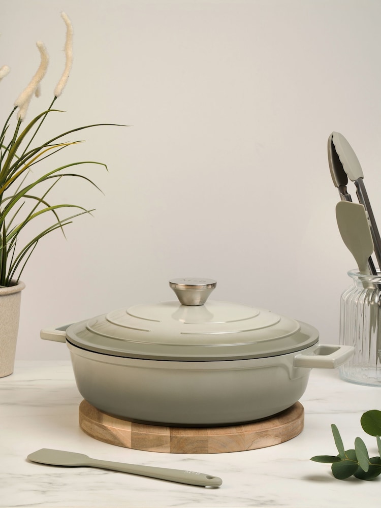 Mary Berry Grey At Home 28cm Cast Aluminium Shallow Casserole Dish - Image 1 of 3