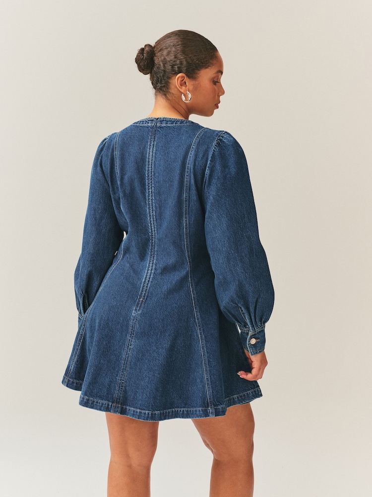 long sleeve mini dress ruffle Sample Devine Ruched Ruffled Balloon Sleeve Mini Dress