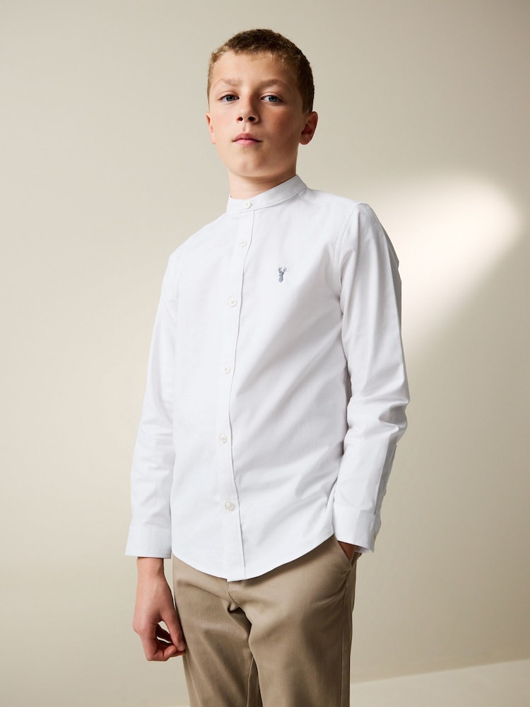 أبيض - Long Sleeve Grandad Collar Oxford Shirt (3-16yrs) - صورة 1 من 5 أبيض - Long Sleeve Grandad Collar Oxford Shirt (3-16yrs) - صورة 1 من 5