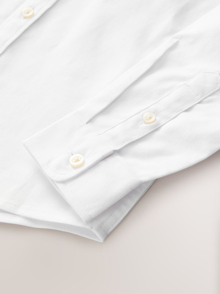 أبيض - Long Sleeve Grandad Collar Oxford Shirt (3-16yrs) - صورة 5 من 5 أبيض - Long Sleeve Grandad Collar Oxford Shirt (3-16yrs) - صورة 5 من 5