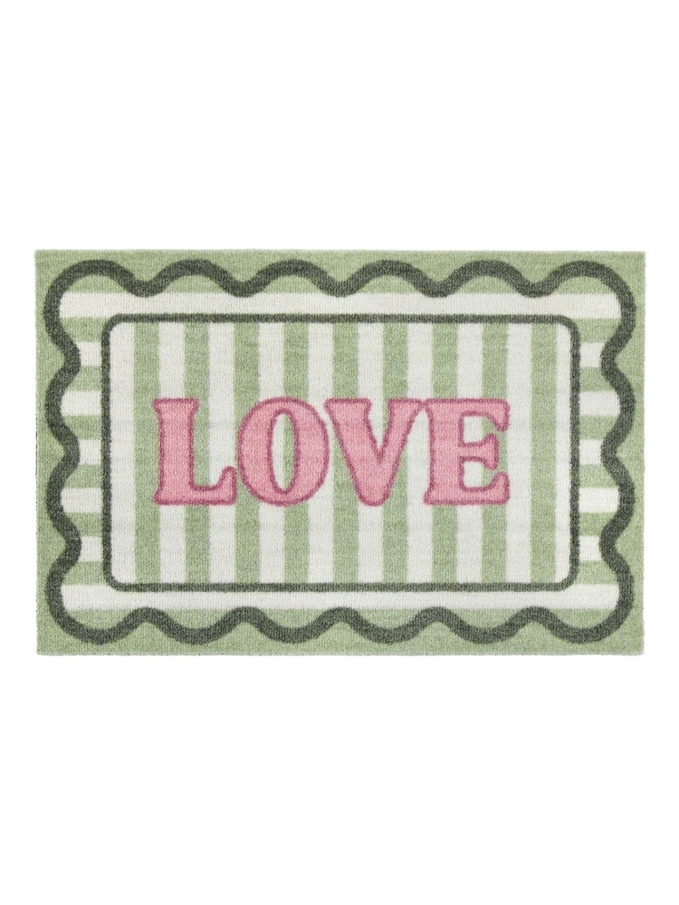 My Mat Sage Green Washable Scalloped Love Doormat - Image 2 of 4
