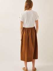 Monsoon Brown Cali Contrast T-Shirt Midi Dress - Image 3 of 6