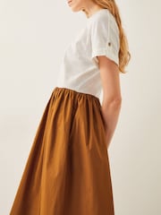 Monsoon Brown Cali Contrast T-Shirt Midi Dress - Image 4 of 6