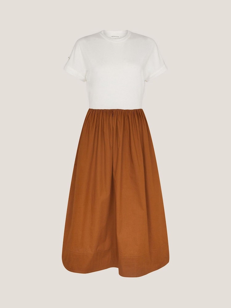 Monsoon Brown Cali Contrast T-Shirt Midi Dress - Image 6 of 6