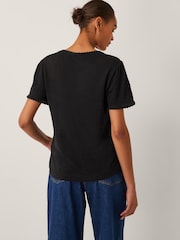 Monsoon Black Imogen Button Front Linen T-Shirt - Image 3 of 5