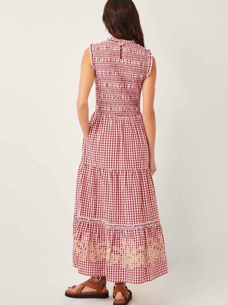 Monsoon Red Greta Gingham Maxi Dress - Image 2 of 4
