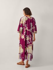 Monsoon Red Amisha Kaftan Midi Dress - Image 2 of 5