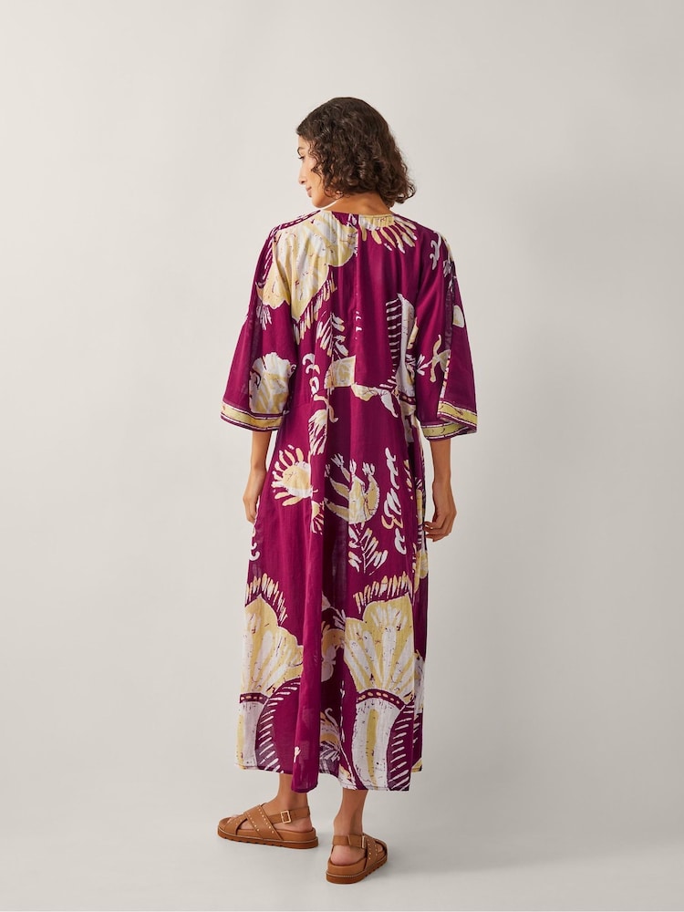 Monsoon Red Amisha Kaftan Midi Dress - Image 2 of 5