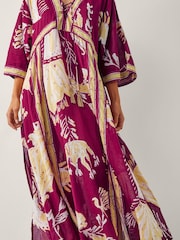 Monsoon Red Amisha Kaftan Midi Dress - Image 4 of 5