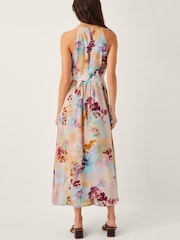 Monsoon Natural Mia Floral Print Embroidered Halter Midi Dress - Image 3 of 5