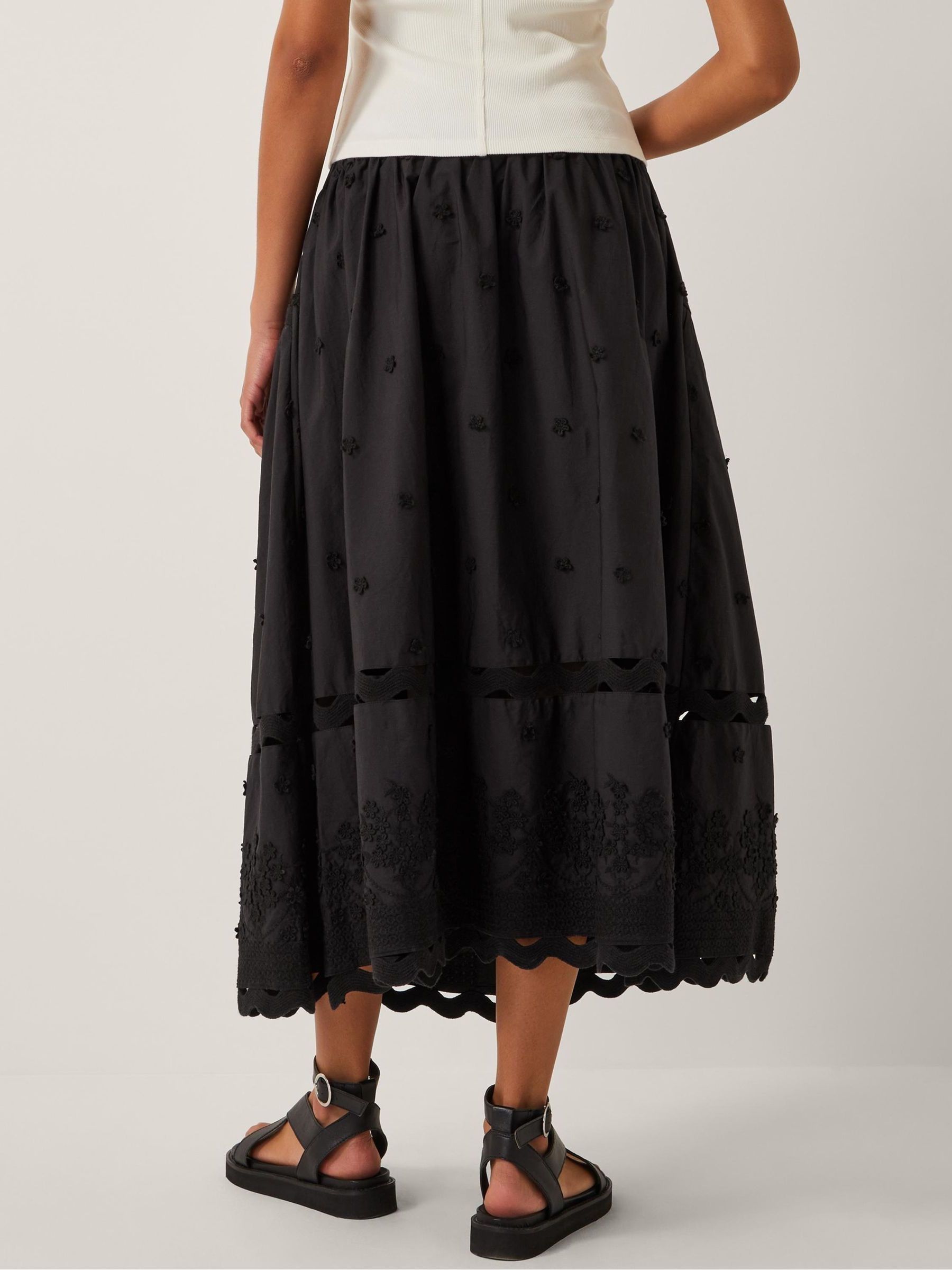 MOONSUN ♥ Eyelet Midi Skirt /追跡付 Luna Eyelet Asymmetric Midi Skirt | AllSaints UAE