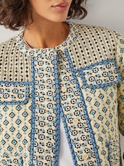 Monsoon Natural Judy Geometric Print Quilted Jacket - Image 4 of 5