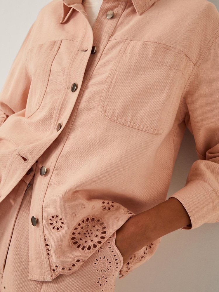 Monsoon Pink Belle Broderie Shacket - Image 2 of 6